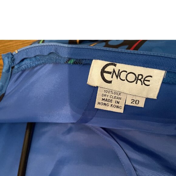 1980’s Encore Blue Dress and Matching Top 100% Silk Size 20 - Picture 4 of 6